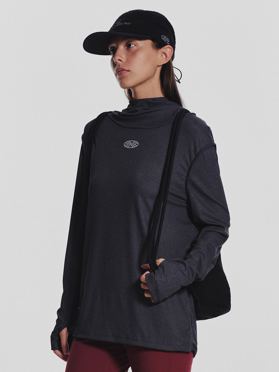 MNS Running Highneck Hoodie_Charcoal