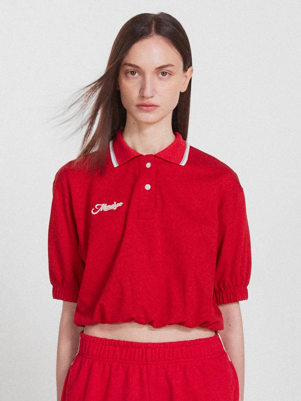 PK Crop Banding T Shirt_Red