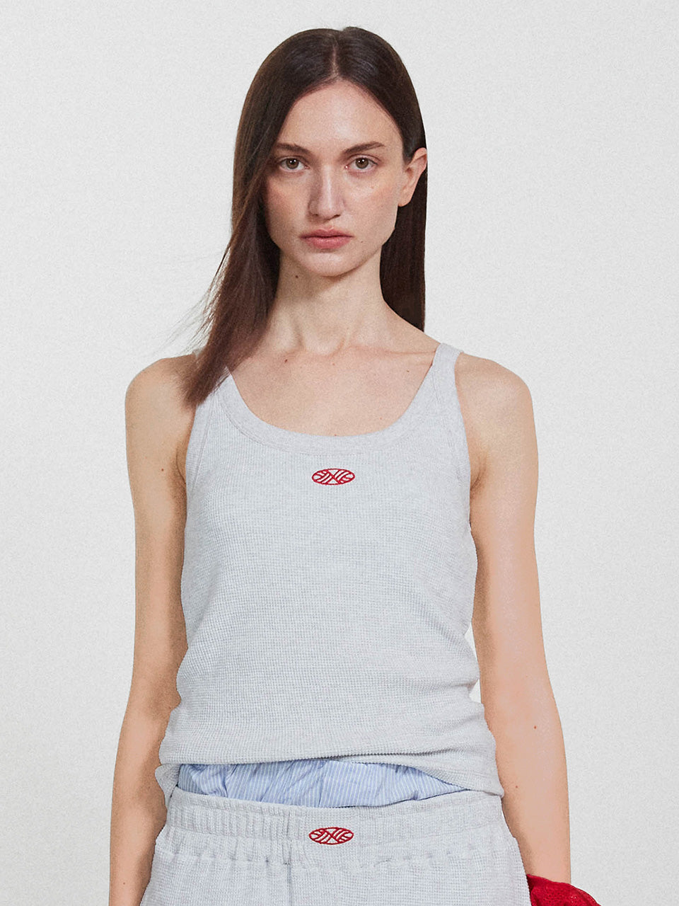Track Logo Reversible Waffle Sleeveless_White Melange