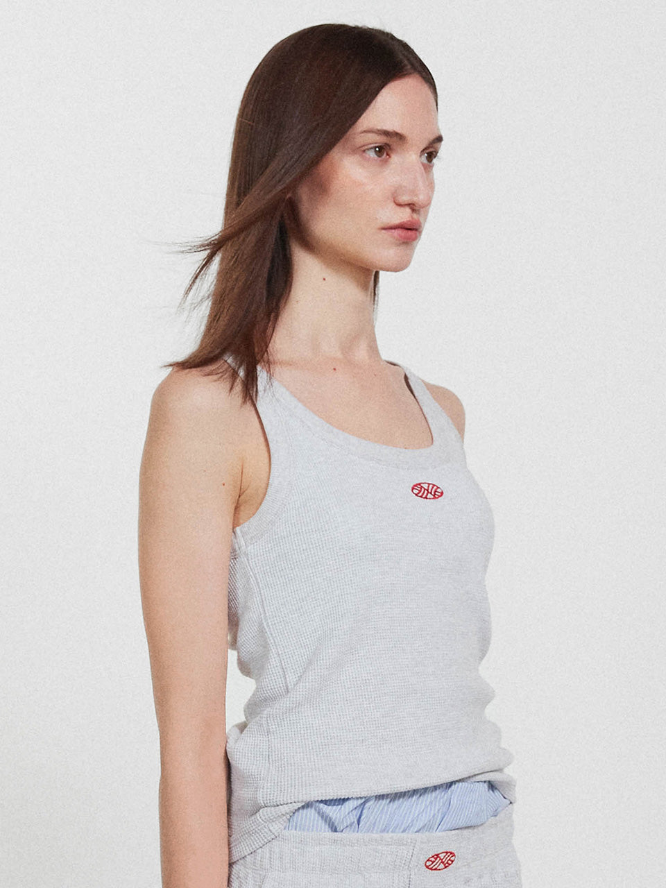 Track Logo Reversible Waffle Sleeveless_White Melange