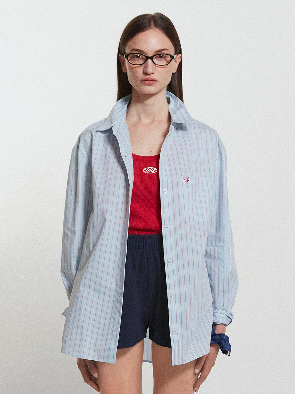 Menasoo Made In Sleeve Stripe Shirt_Skyblue