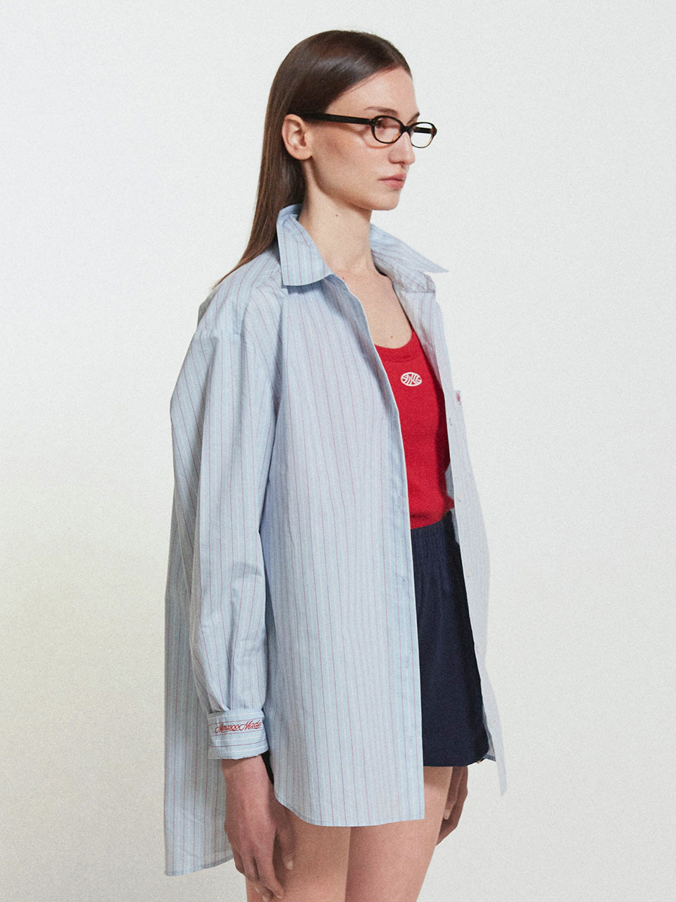 Menasoo Made In Sleeve Stripe Shirt_Skyblue