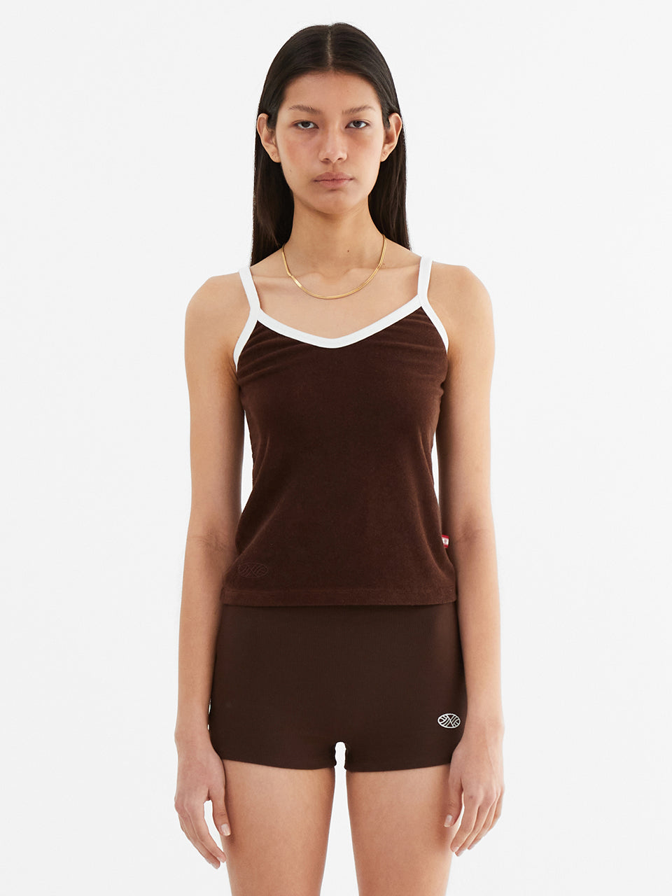 Terry Color Binding Sleeveless_Brown
