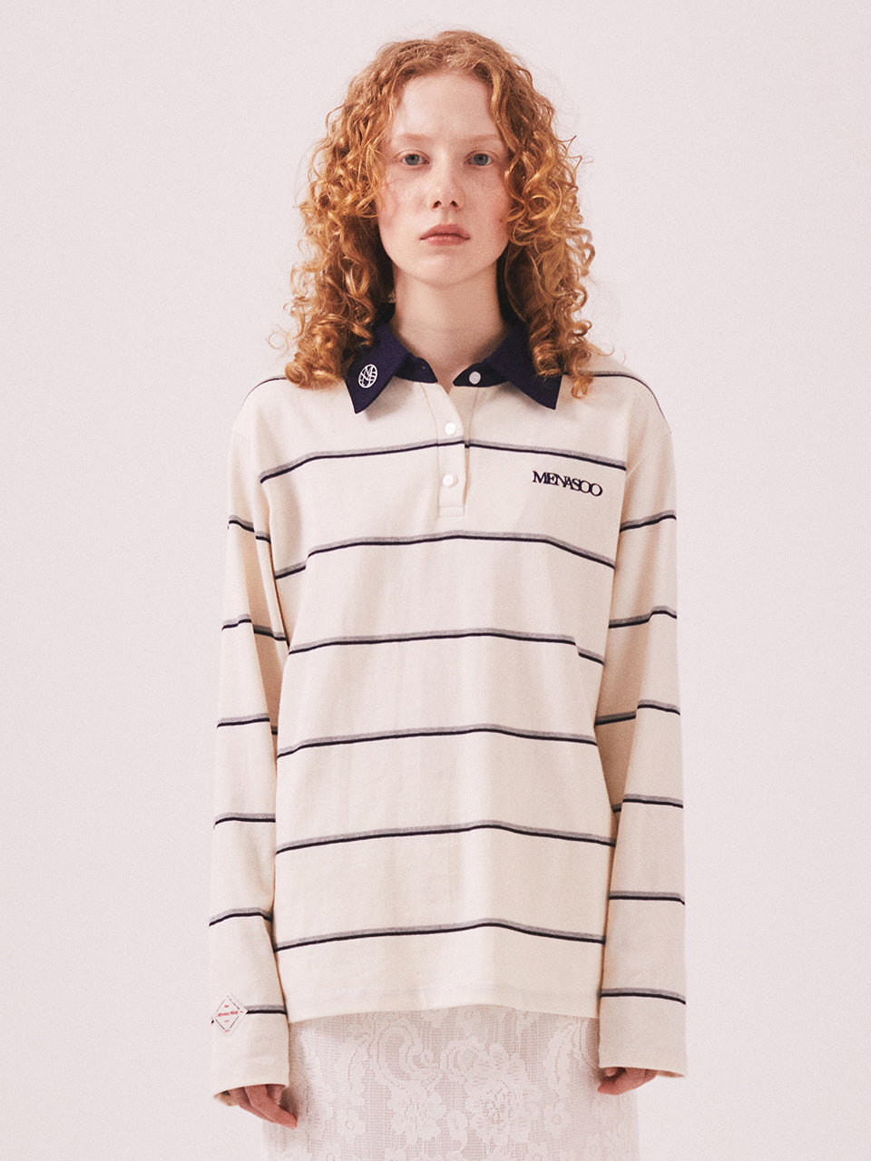 MNS Striped Cotton Collar T Shirt_Ivory