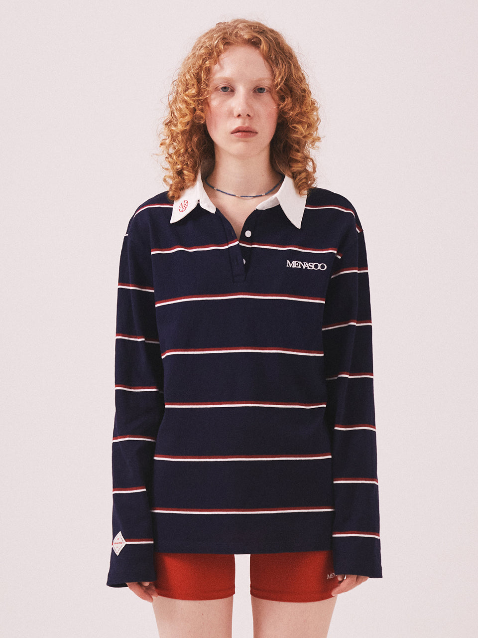 MNS Striped Cotton Collar T Shirt_Navy