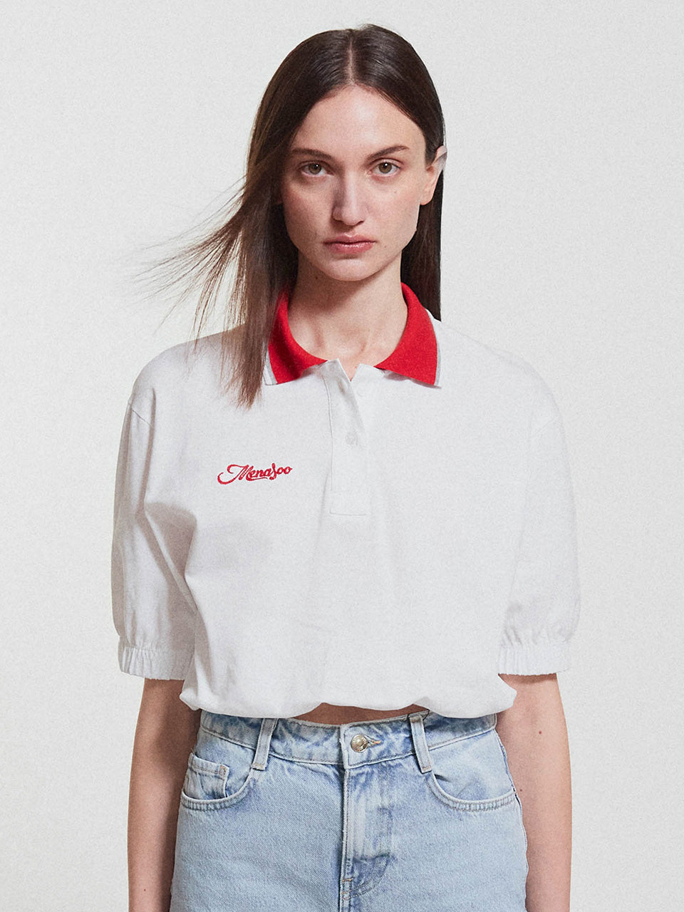 PK Crop Banding T Shirt_White