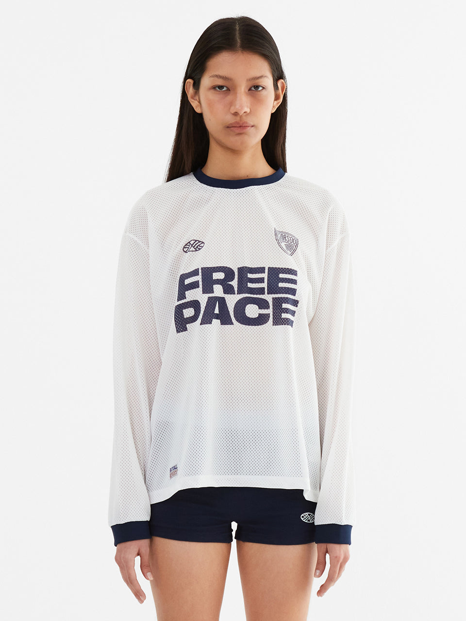 Sporty Mesh Round T Shirt_White