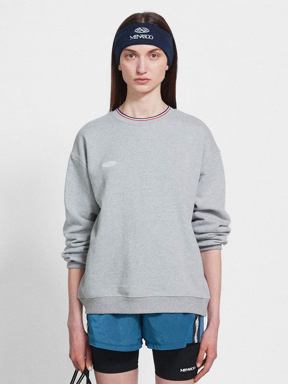 Track Volume Point Round Sweatshirt_Melange Gray