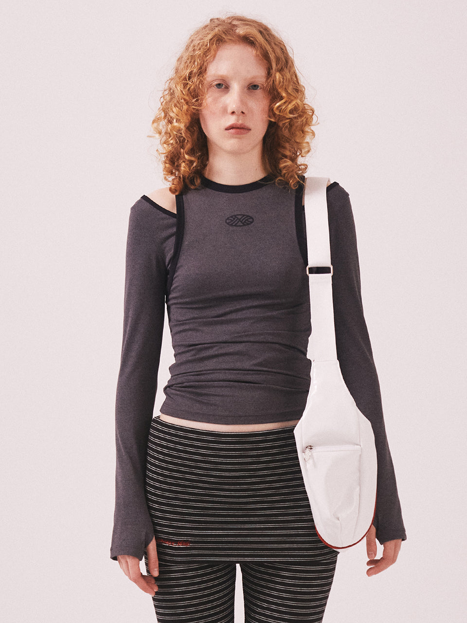 Stretch Layered T Shirt_Charcoal