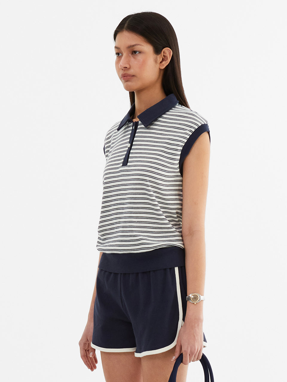 Color Combination Stripe Sleeveless_Navy