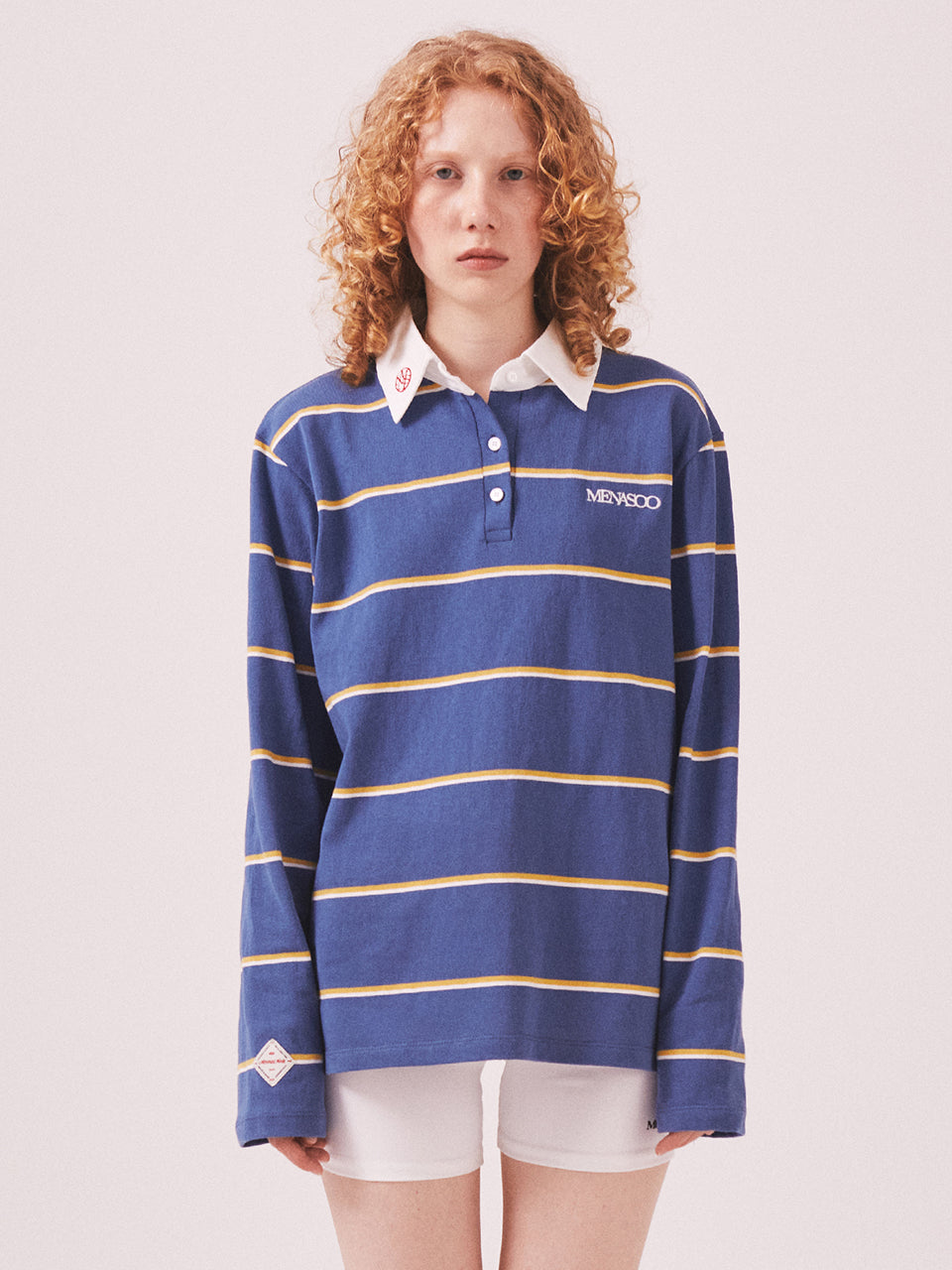 MNS Striped Cotton Collar T Shirt_Blue