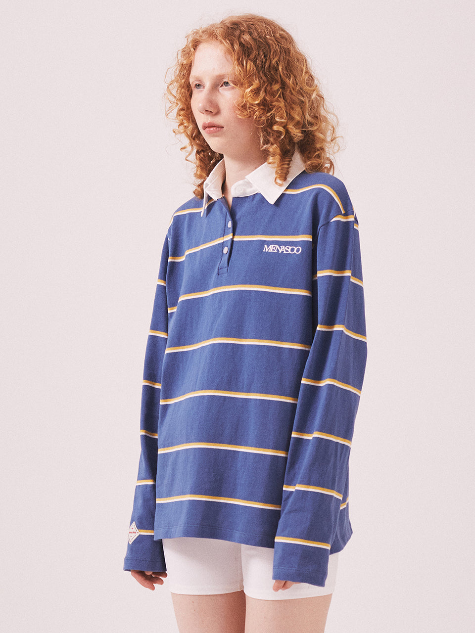 MNS Striped Cotton Collar T Shirt_Blue