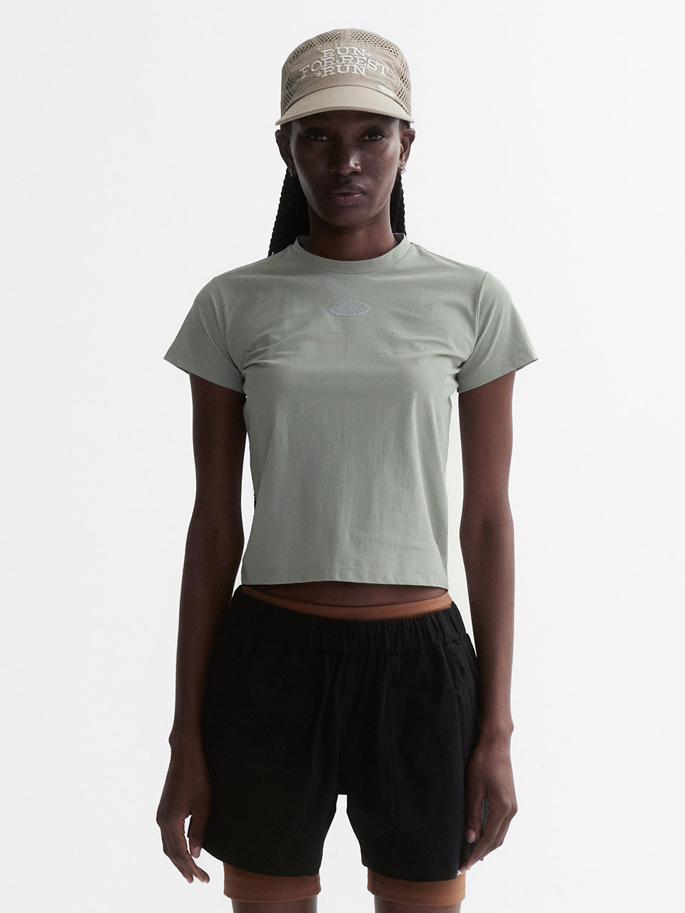 VENODE Small Track Logo Active Tshirts_Beige (Crop Fit)