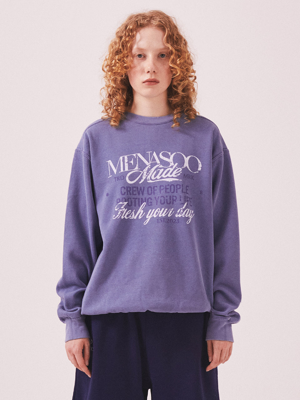 Menasoo Pigment Oversized Sweatshirt_Blue