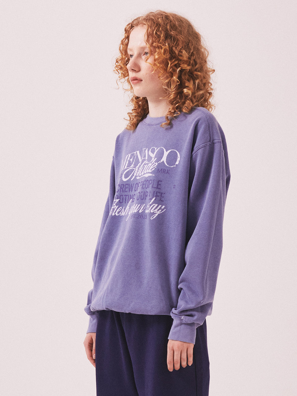 Menasoo Pigment Oversized Sweatshirt_Blue