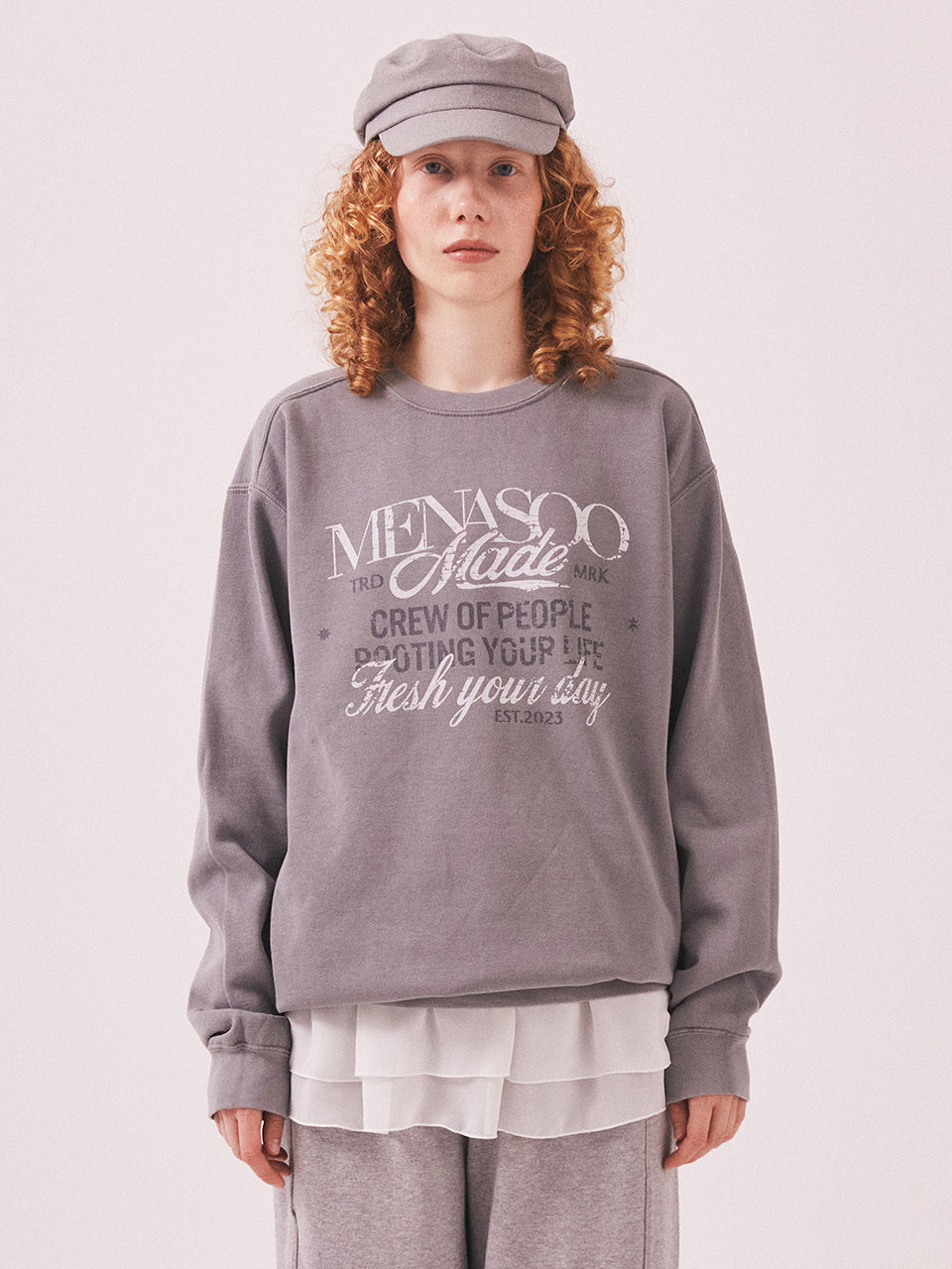 Menasoo Pigment Oversized Sweatshirt_Gray