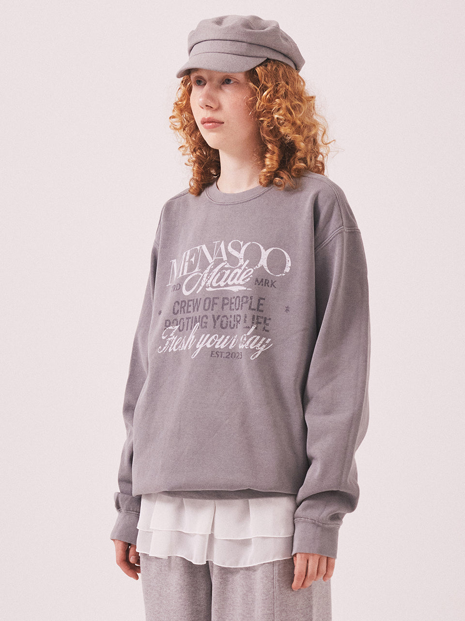 Menasoo Pigment Oversized Sweatshirt_Gray
