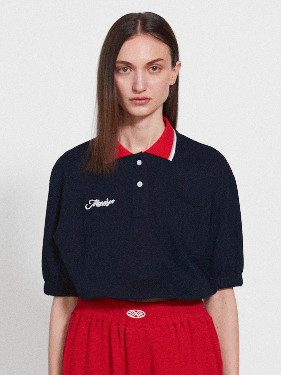 PK Crop Banding T Shirt_Navy