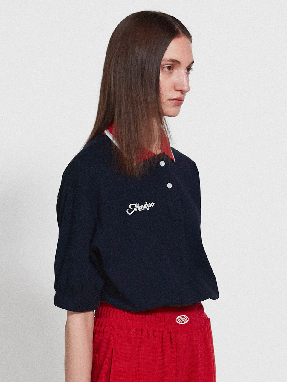 PK Crop Banding T Shirt_Navy