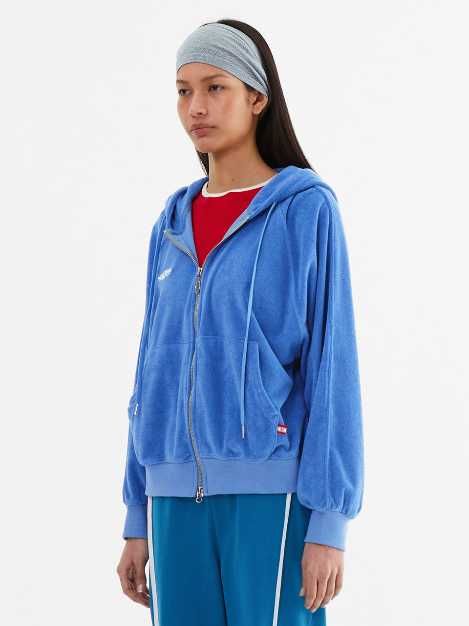Terry Raglan Hooded Zip Up_Blue