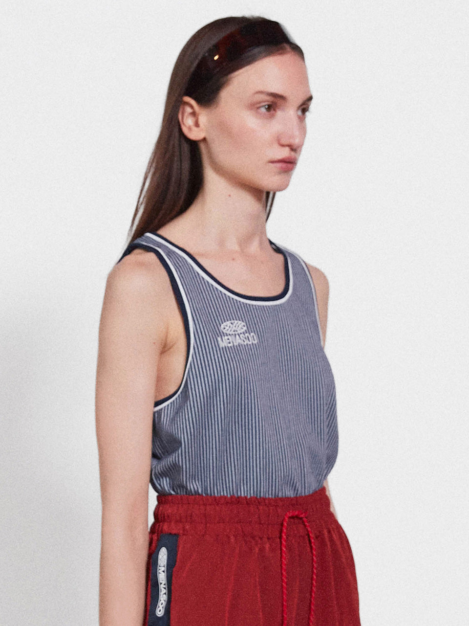 Stripe Double Binding Sleeveless_Navy