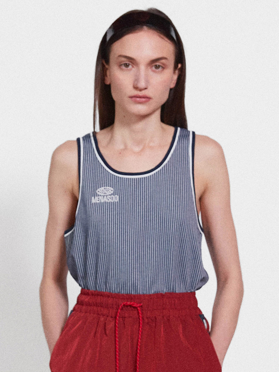 Stripe Double Binding Sleeveless_Navy