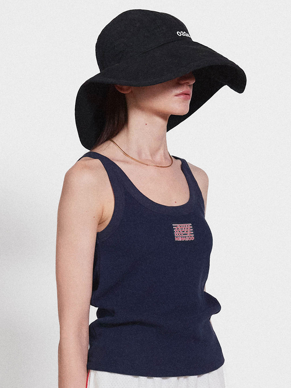 Track Logo Reversible Waffle Sleeveless_Navy