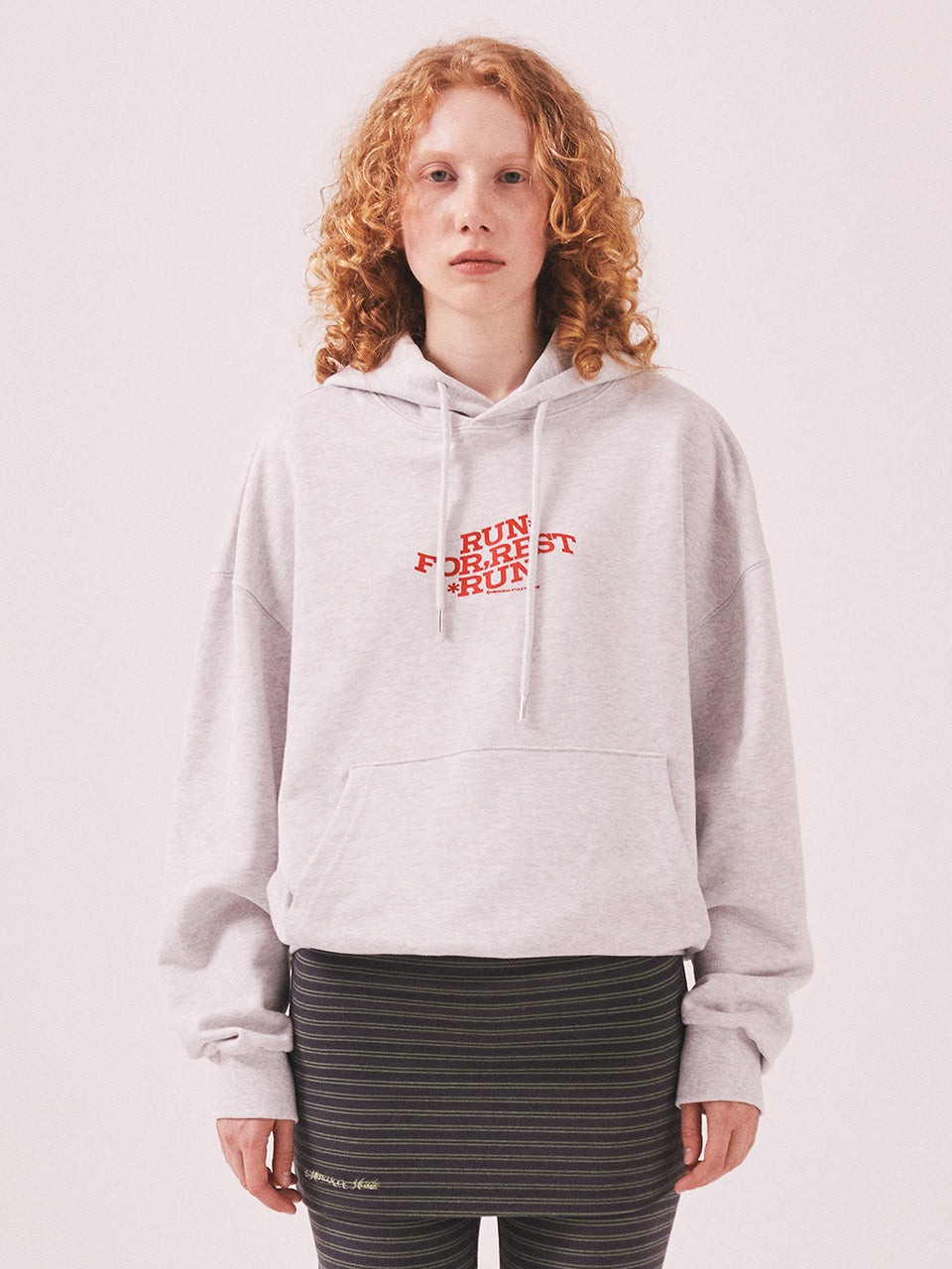 For Rest Run Basic Hoodie_White Melange