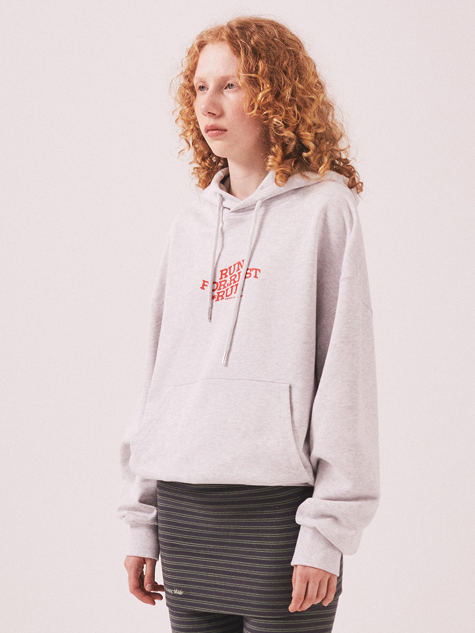 For Rest Run Basic Hoodie_White Melange