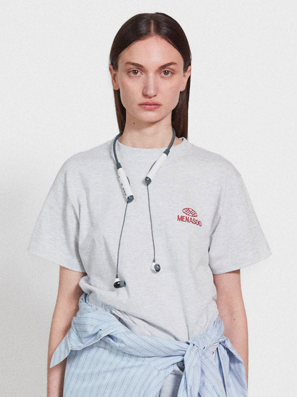 Twist Track T Shirt_White Melange