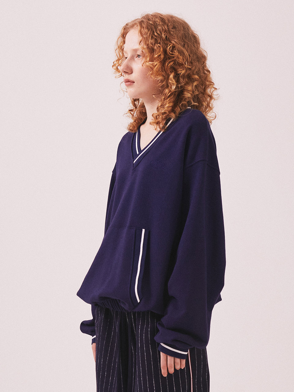 MNS Hard Cotton Vneck Sweatshirt_Navy