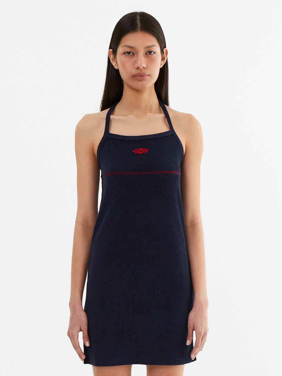 Slim Fit Halter Neck Terry Onepiece_Navy