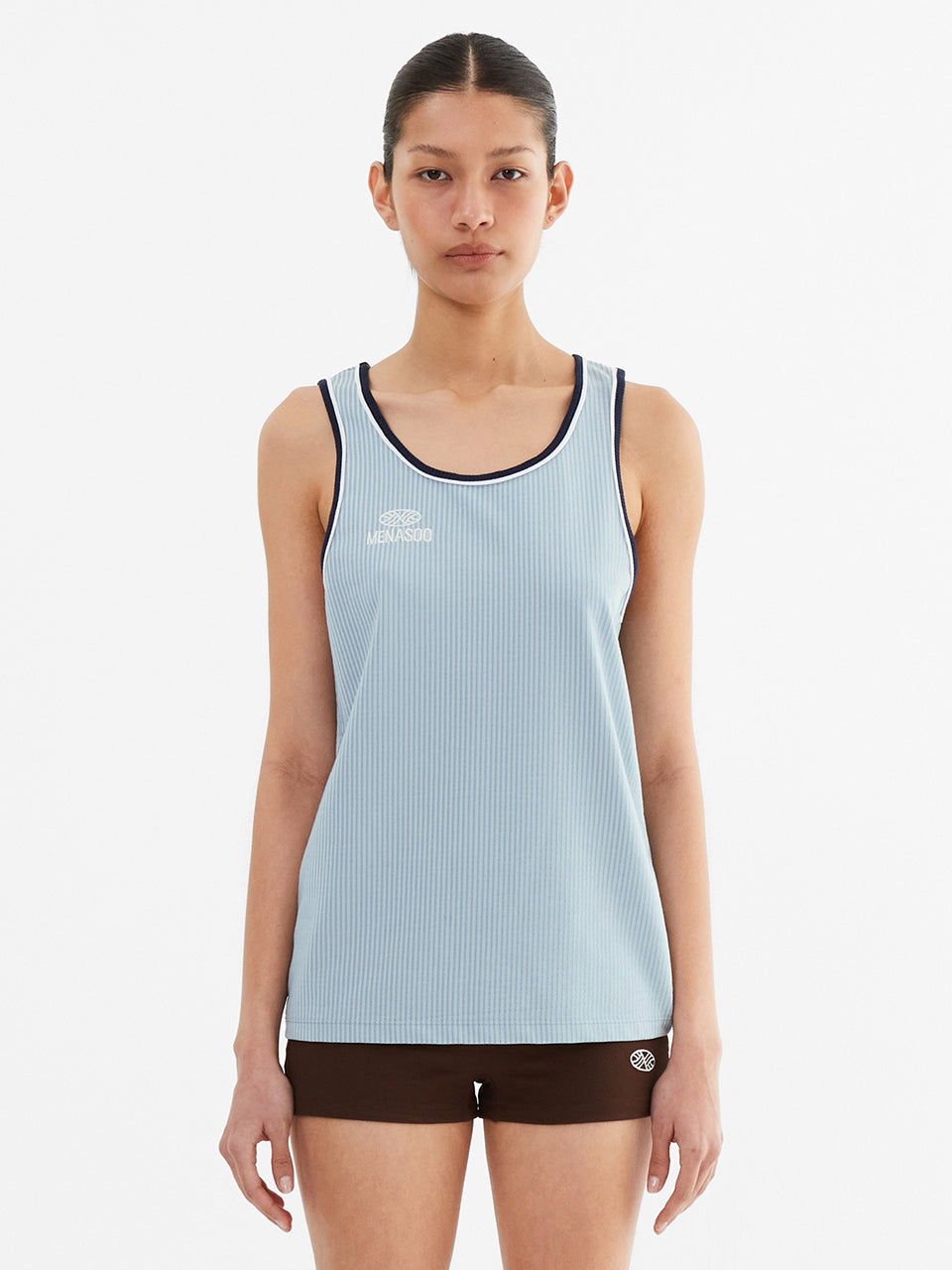 Stripe Double Binding Sleeveless_Skyblue