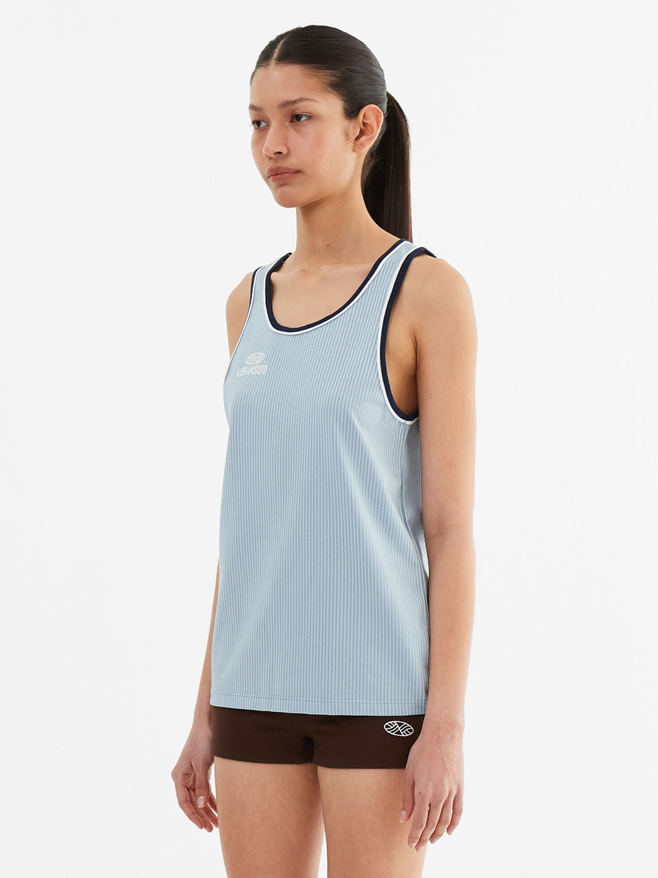 Stripe Double Binding Sleeveless_Skyblue