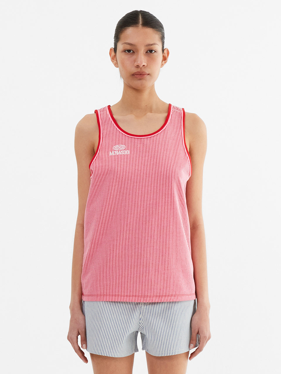 Stripe Double Binding Sleeveless_Pink