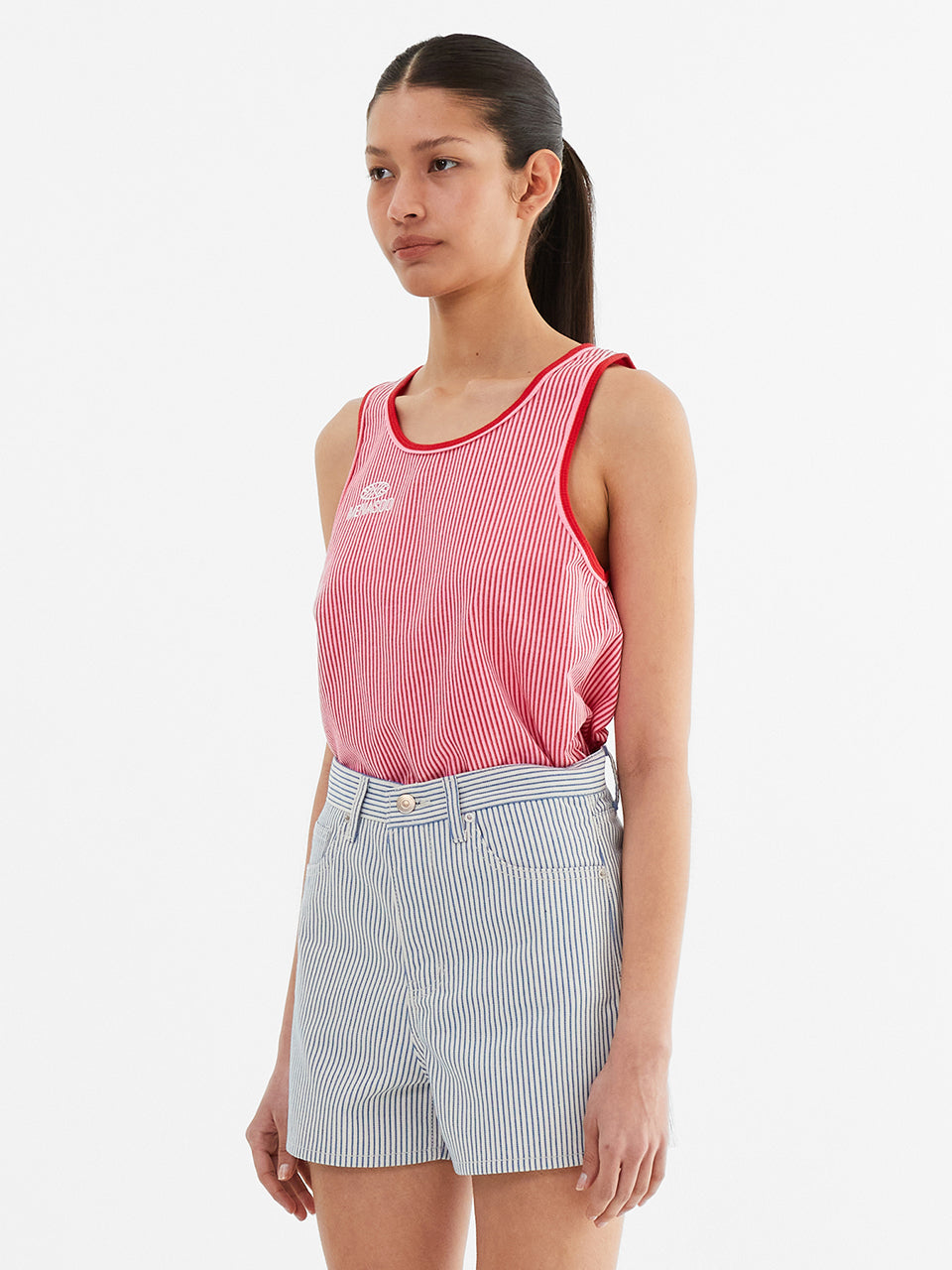 Stripe Double Binding Sleeveless_Pink