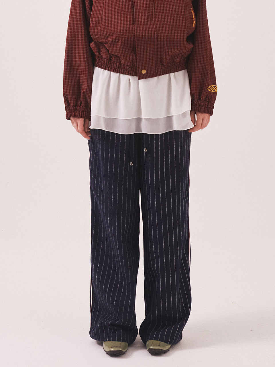 MNS Pinstripe Wide Brushed Pants_Navy