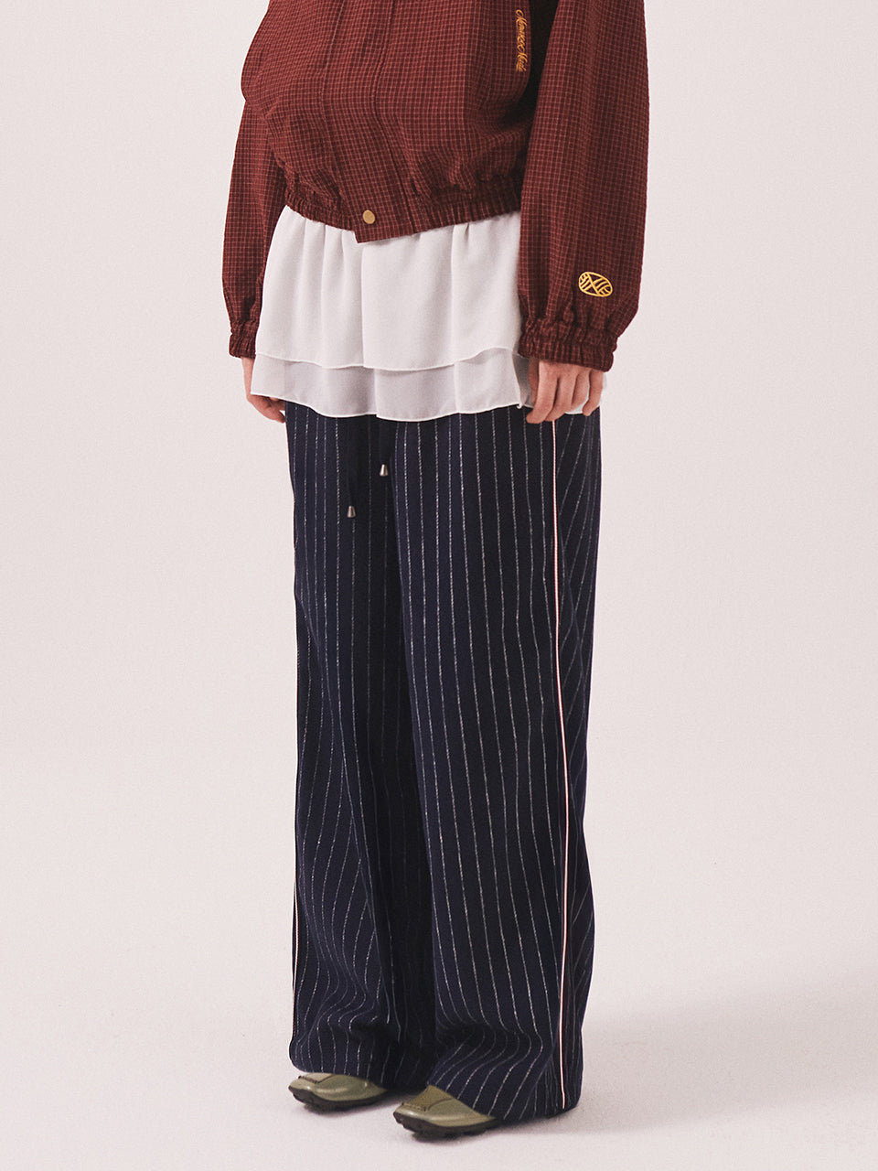 MNS Pinstripe Wide Brushed Pants_Navy