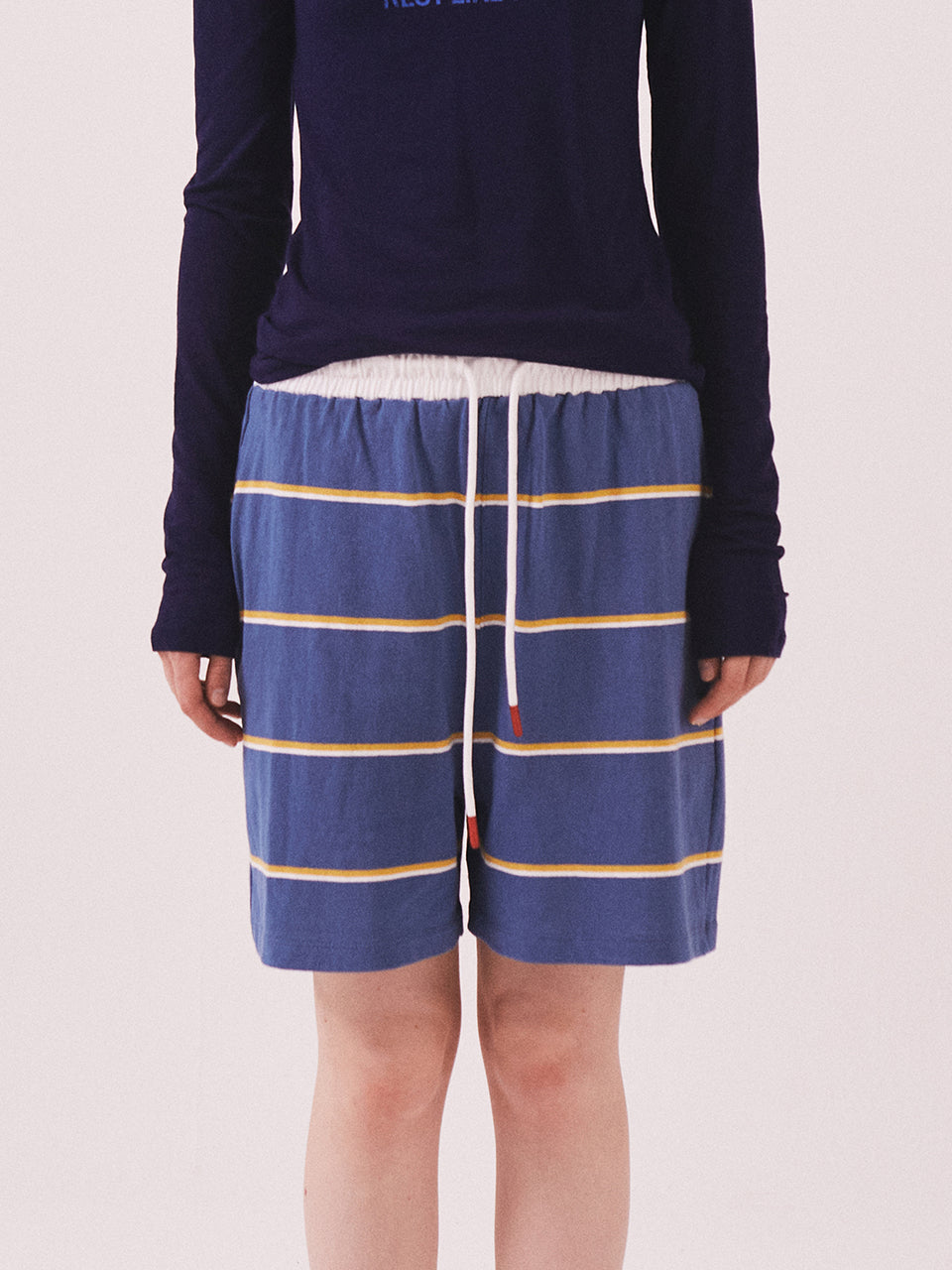 MNS Striped Cotton Half Pants_Blue