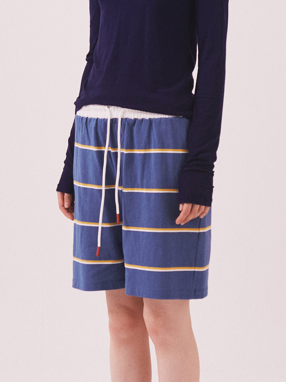 MNS Striped Cotton Half Pants_Blue