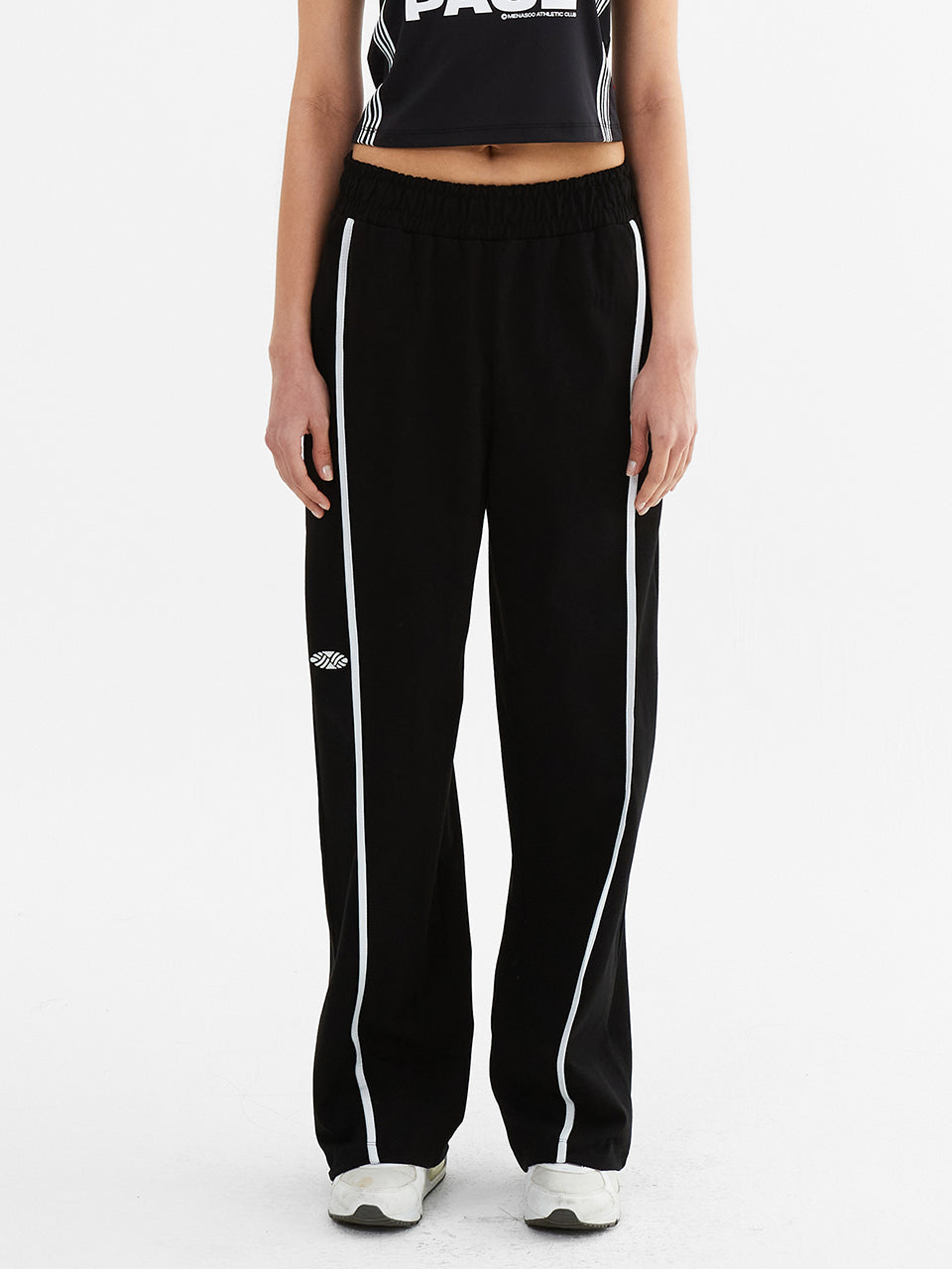 Line Point Pin Tuck Cotton Pants_Black