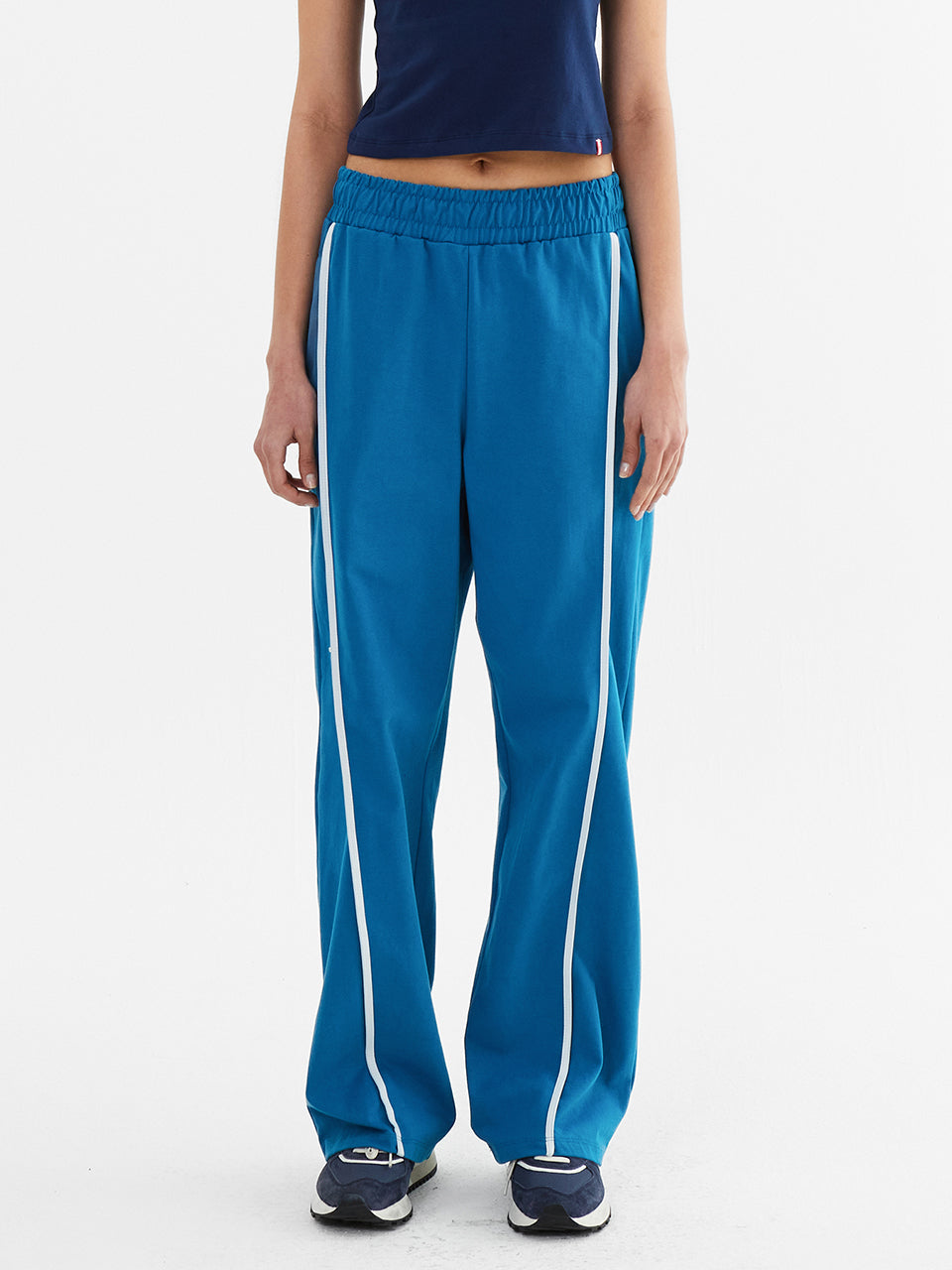 Line Point Pin Tuck Cotton Pants_Blue