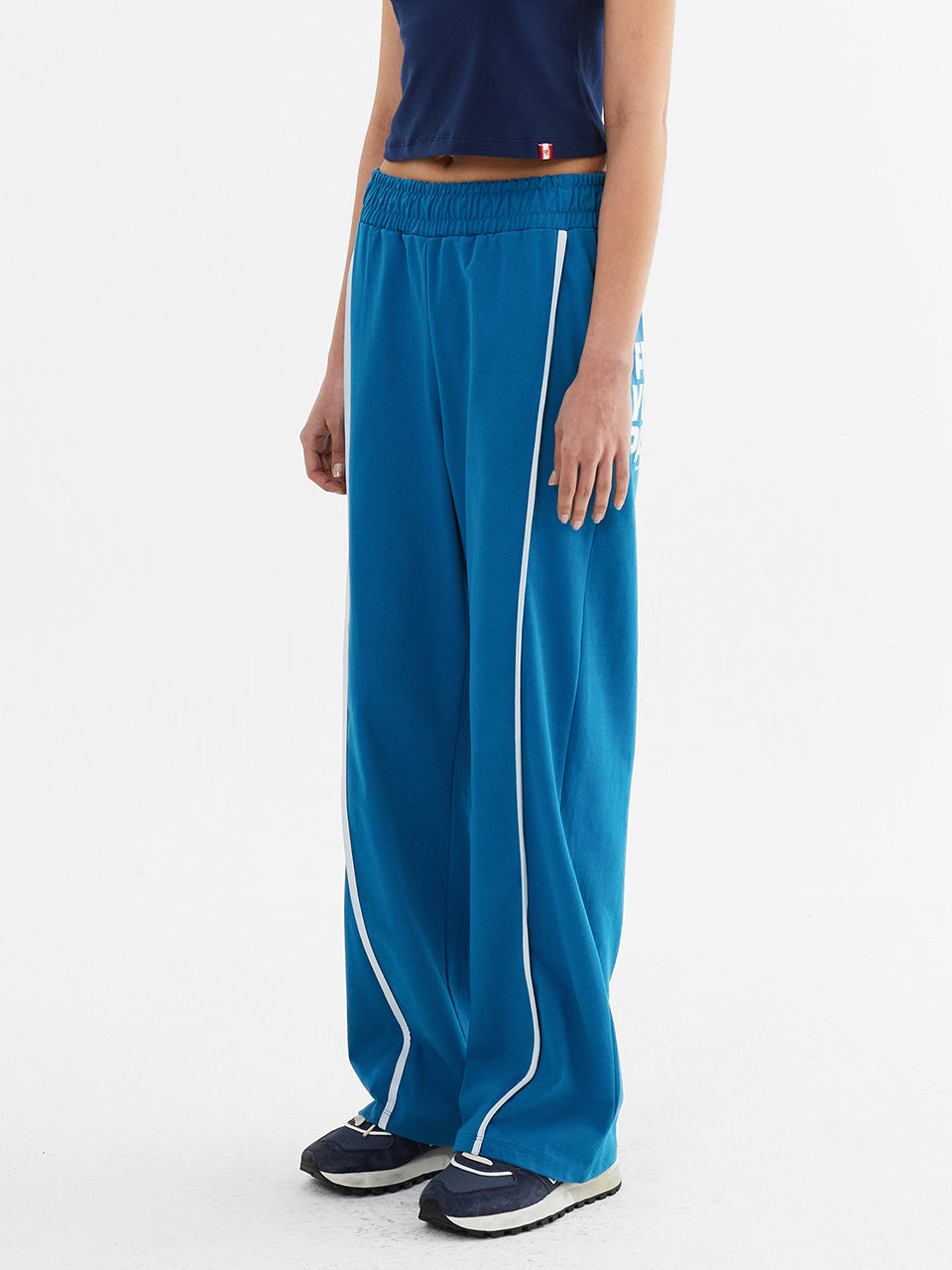Line Point Pin Tuck Cotton Pants_Blue