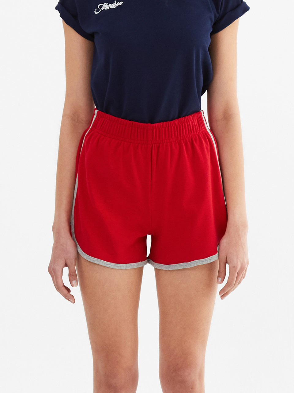 Color Combination Solid Line Short Pants_Red