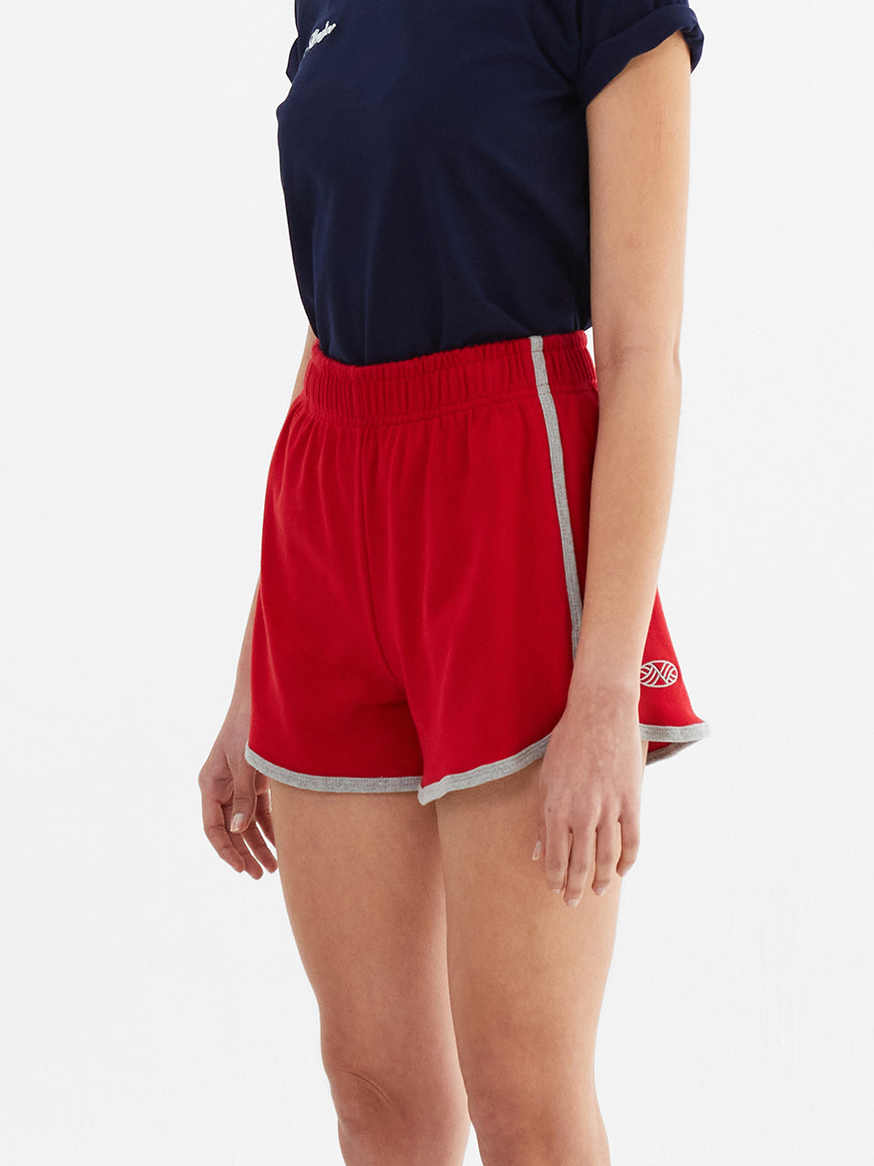 Color Combination Solid Line Short Pants_Red