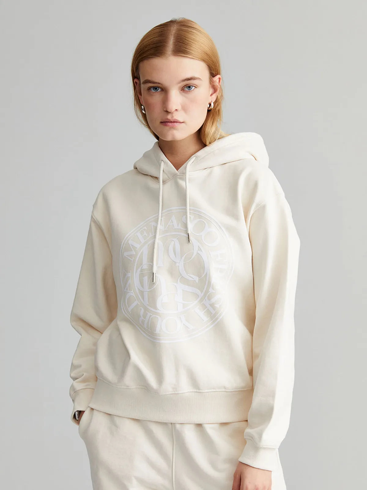 UNISEX CIRCLE LOGO HOODIE_IVORY