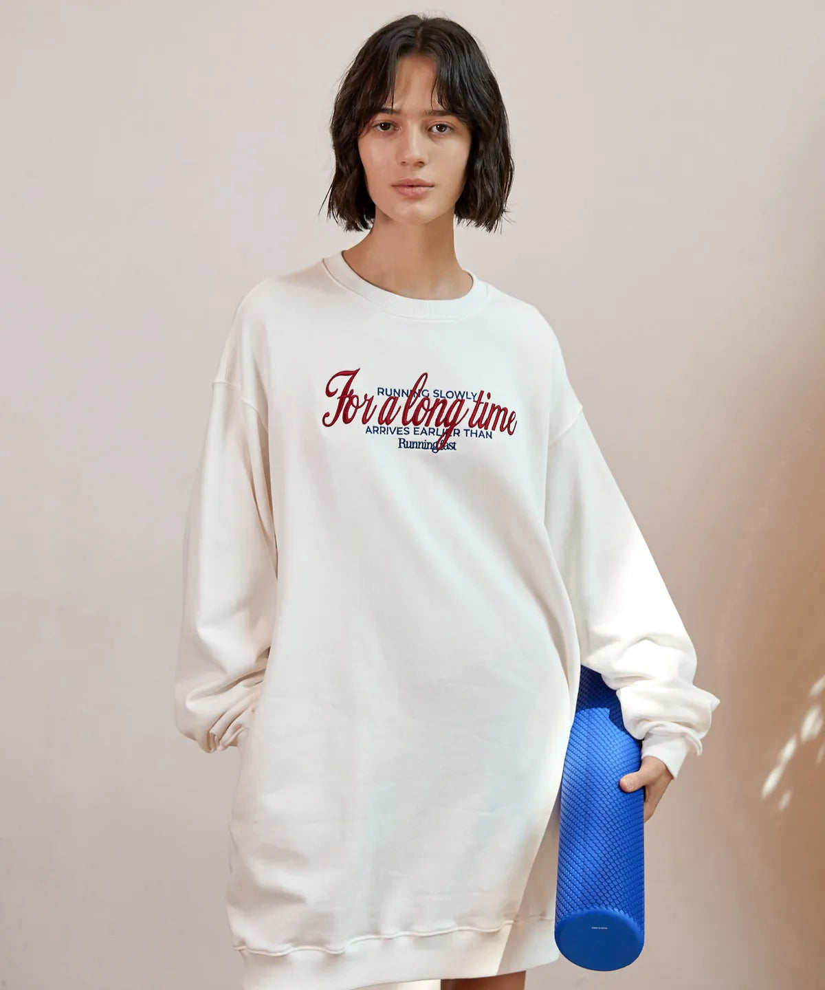 WOMEN SLOGAN LOOSE-FIT DRESS_IVORY