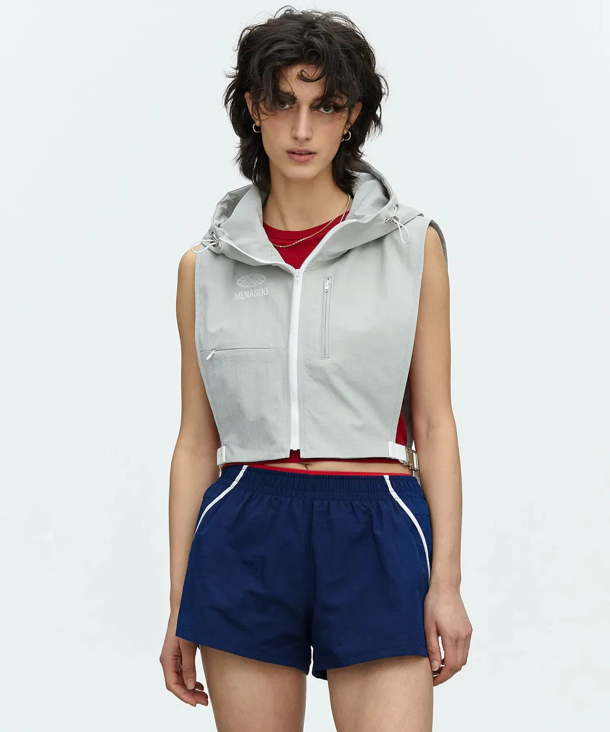 MENASOO RUNNING HOOD VEST_GRAY