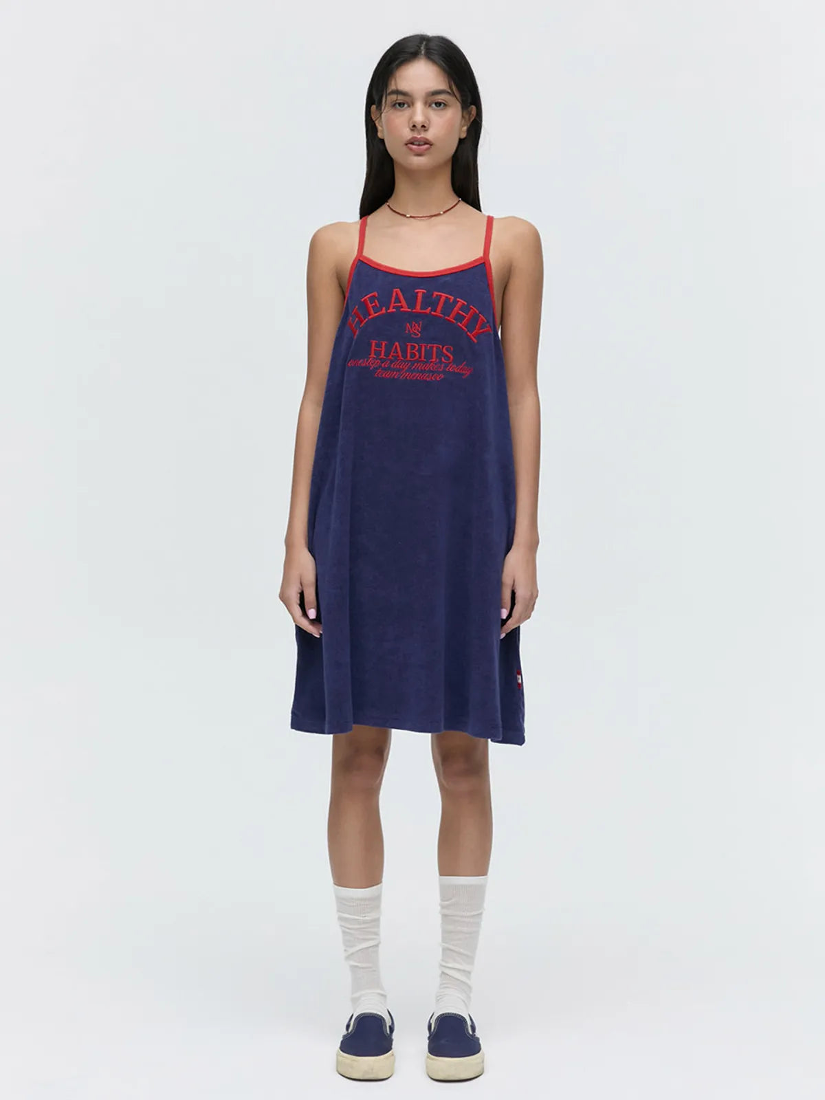 MENASOO SUMMER BASIC TERRY STRAP ONEPIECE_NAVY