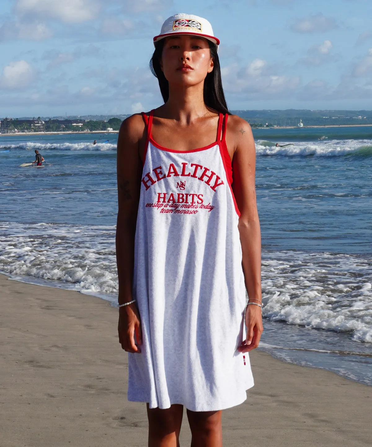 MENASOO SUMMER BASIC TERRY STRAP ONEPIECE_ASH GRAY